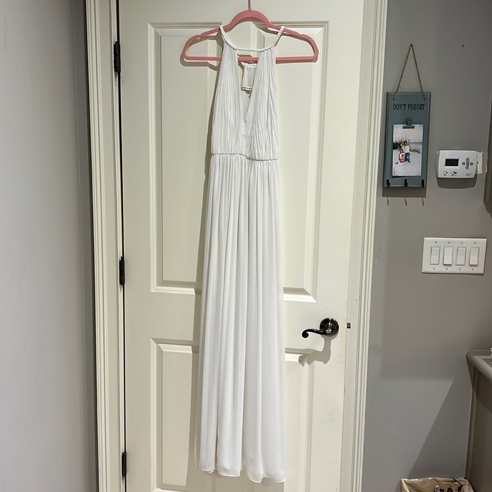 Alice and Olivia Greek goddess inspired dress
